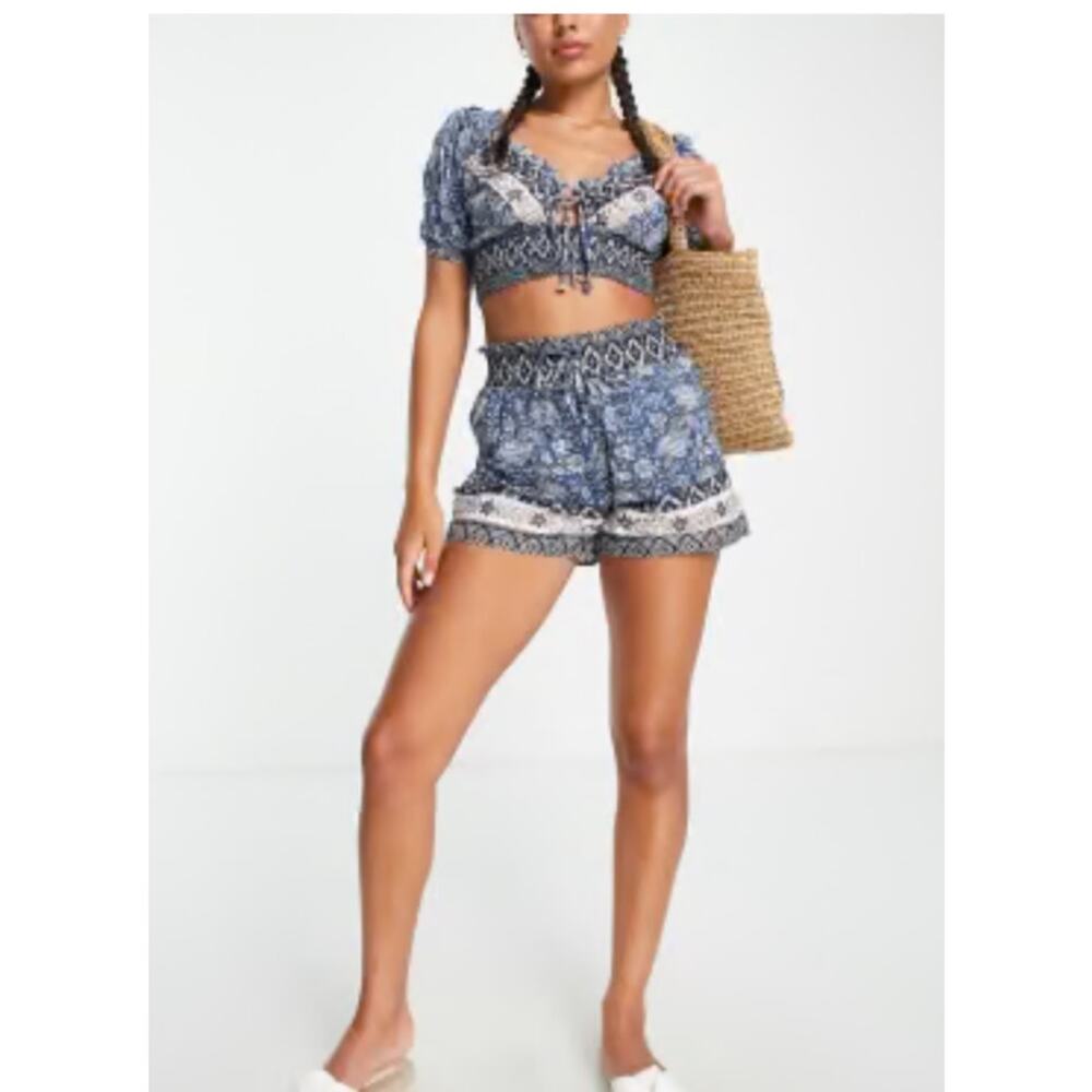 River Island Cutwork Printed Beach Set Size Medium